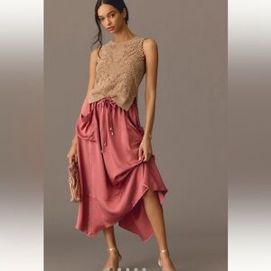 Anthropologie Pink Silky Skirt